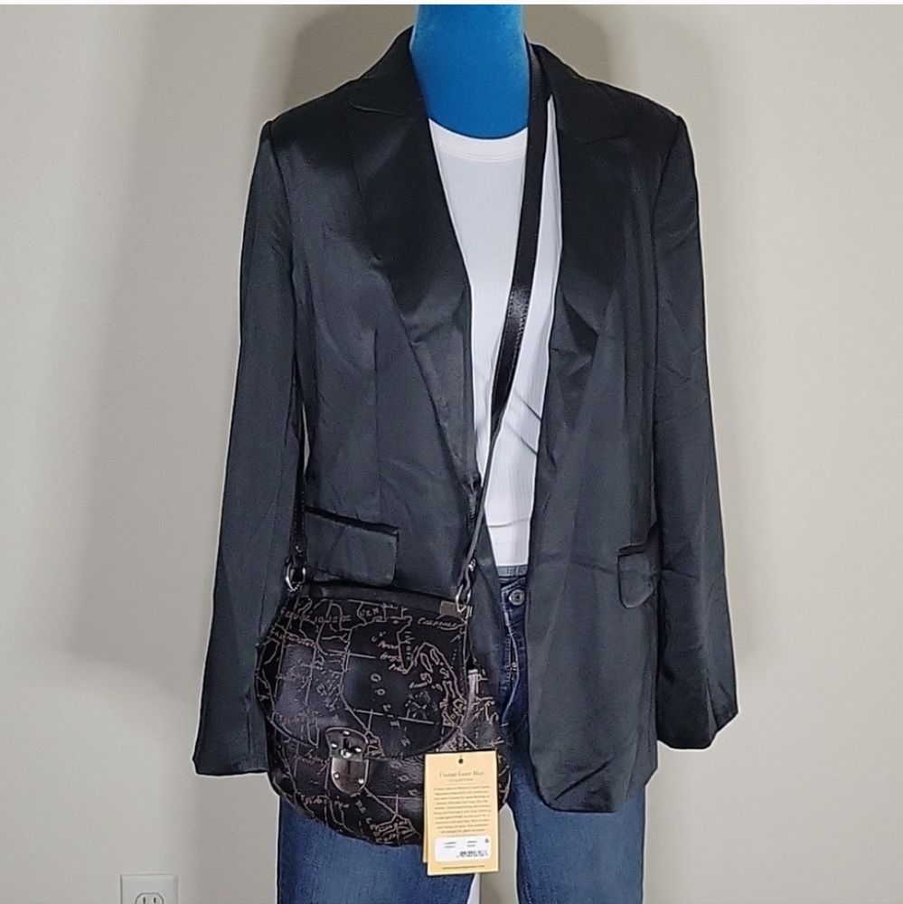 NWT Black satin Banana Republic blazer 10 M L